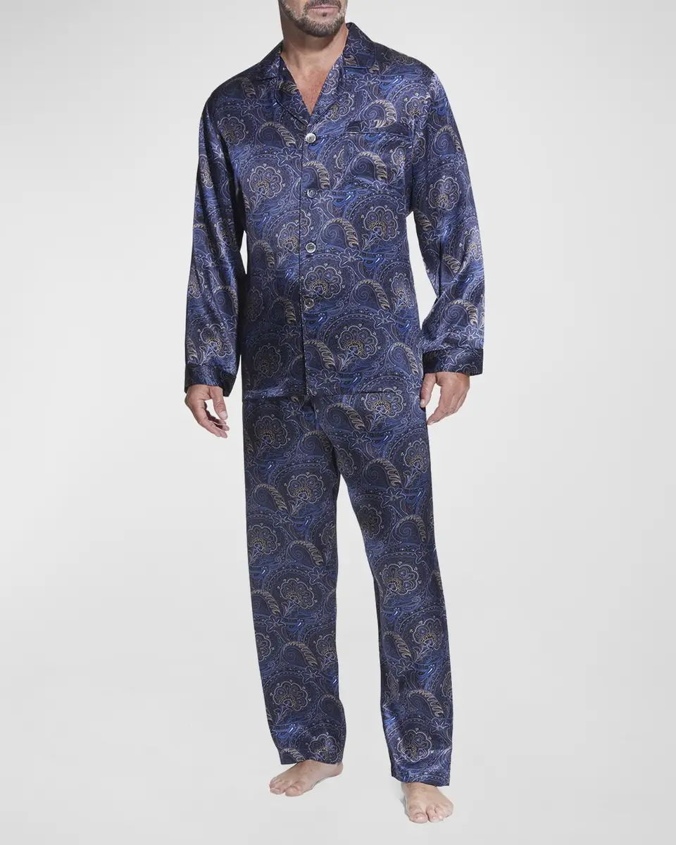 Majestic International Men's Silk Paisley Pajama Set | Thumbnail 2