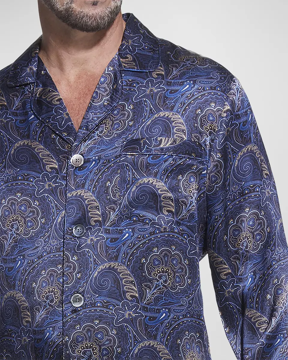 Majestic International Men's Silk Paisley Pajama Set | Thumbnail 4