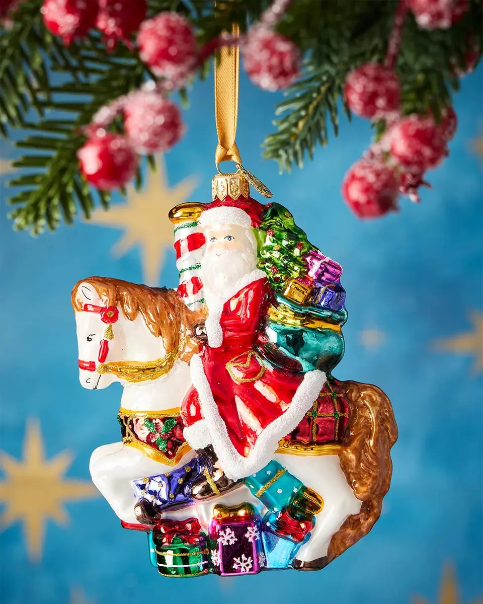 John Huras Santa on a Carousel Christmas Ornament