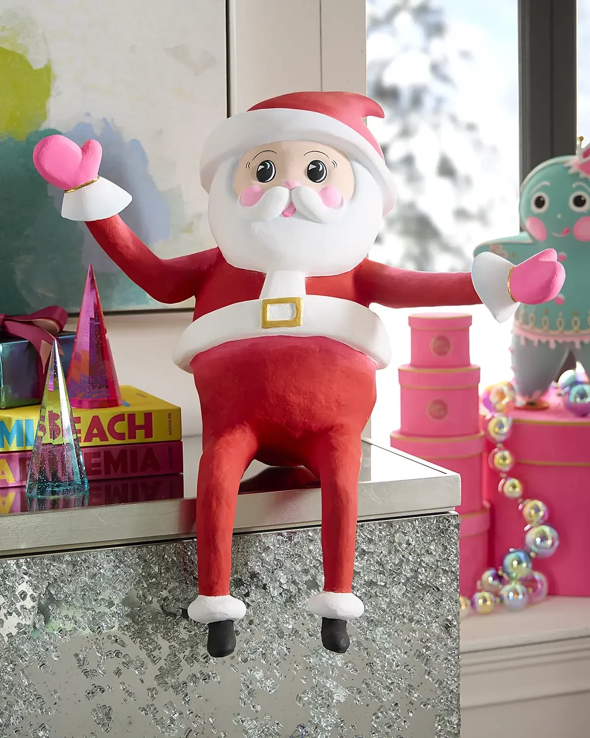 Glitterville Sitting Papa Noel Christmas Decoration