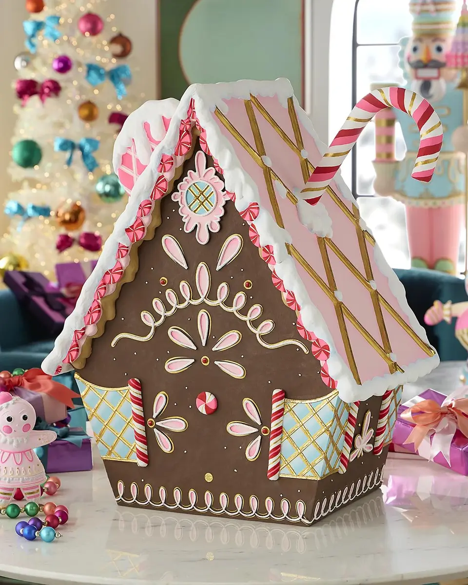 Glitterville Brown Gingerbread House Christmas Display | Thumbnail 2