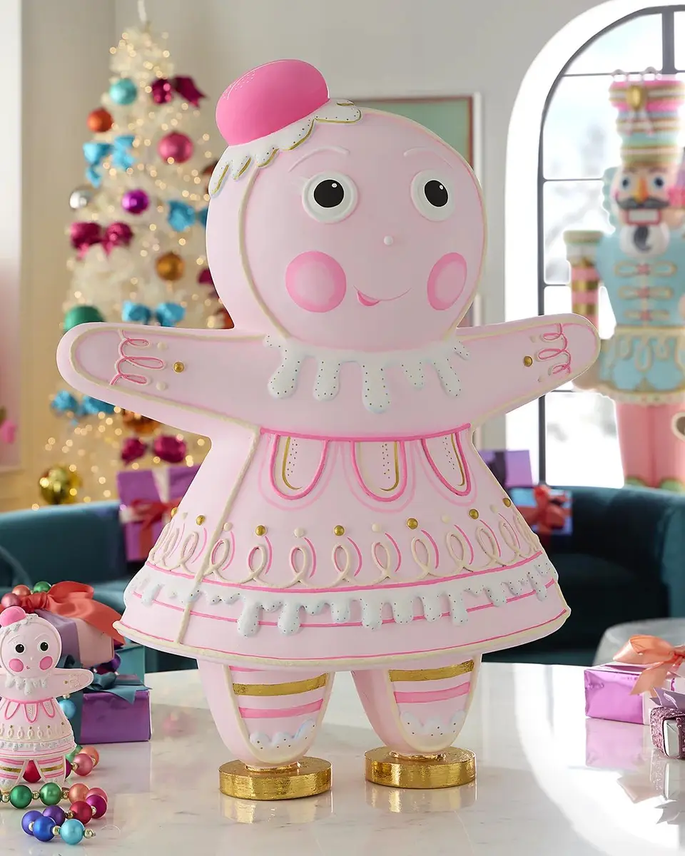 Glitterville Pink Ginger Dippsy Tabletop Christmas Decoration