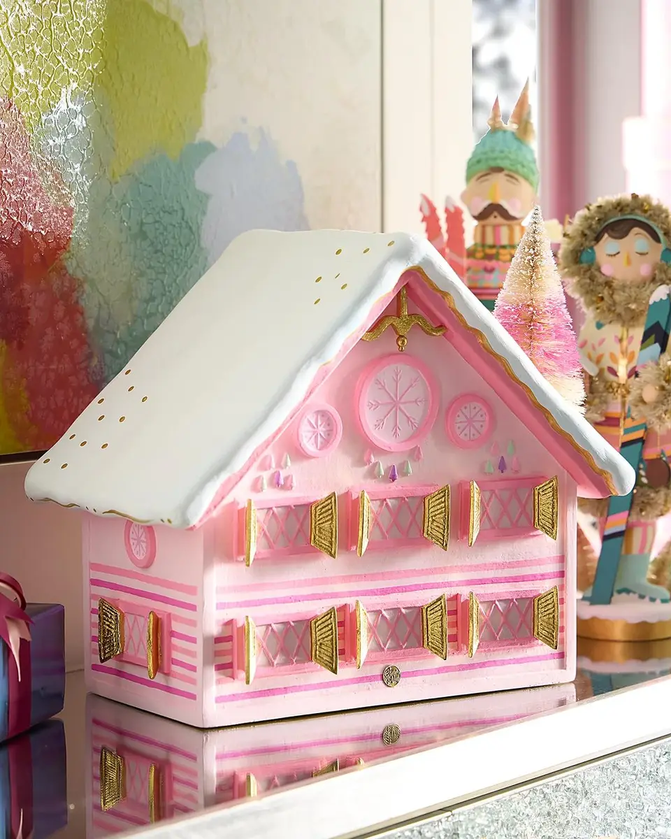Glitterville 16" Pink Chalet Christmas Display | Thumbnail 2 Glitterville 16" Pink Chalet Christmas Display | Thumbnail 2
