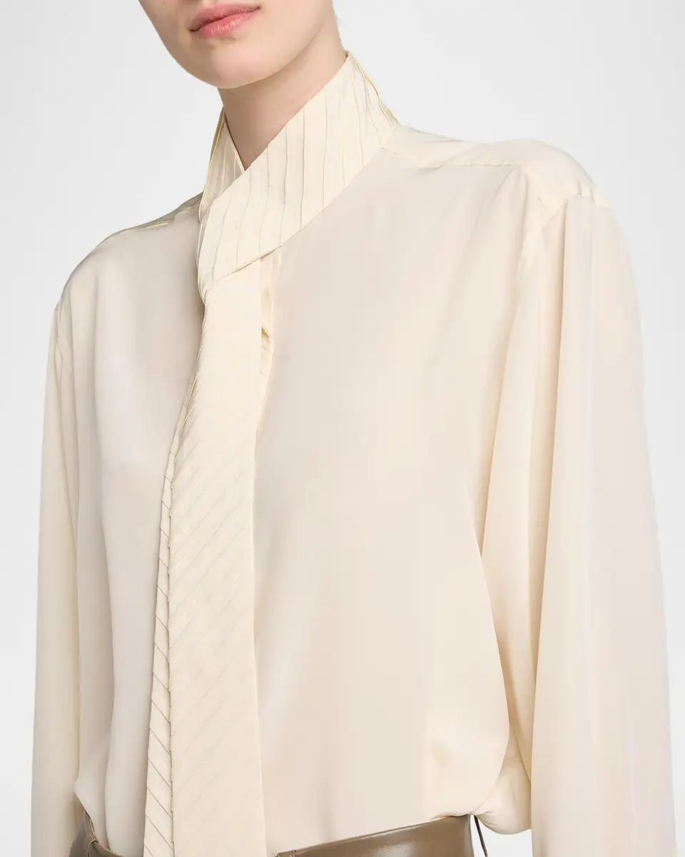 Victoria Beckham Scarf-Neck Silk Button-Down Blouse | Thumbnail 5