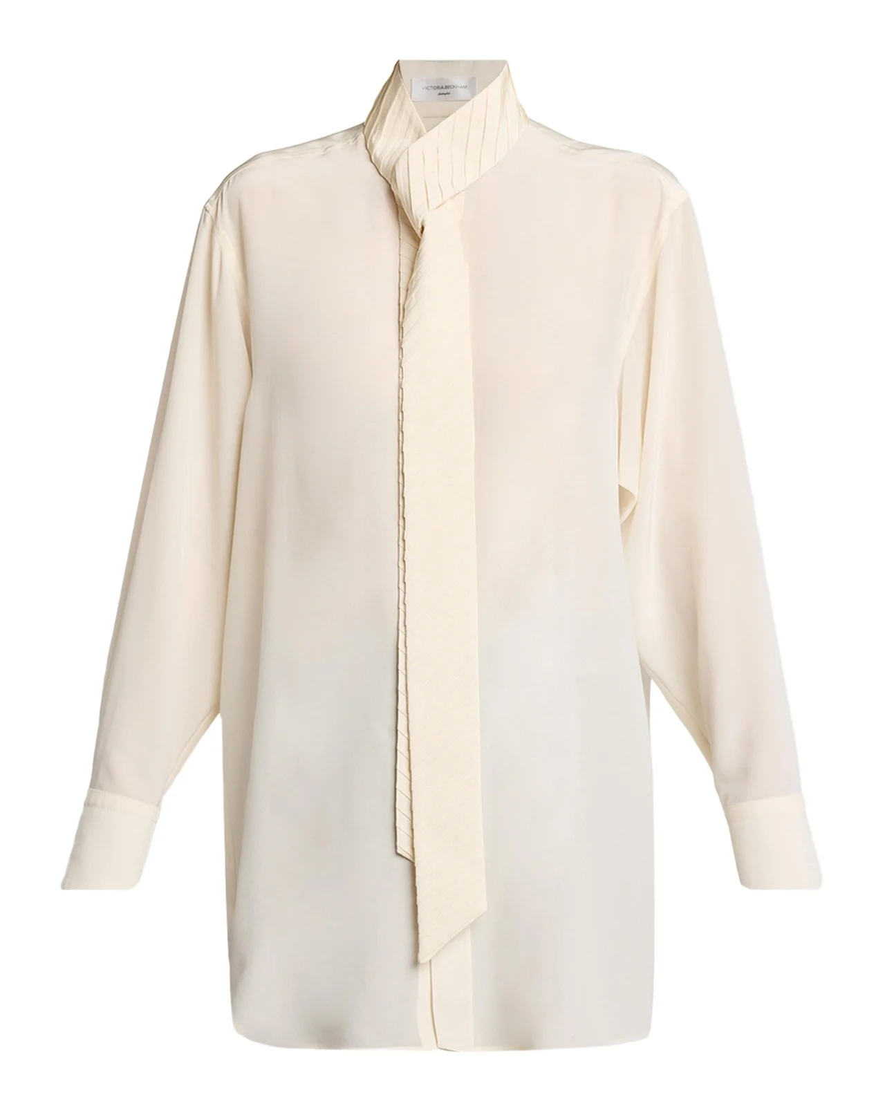 Victoria Beckham Scarf-Neck Silk Button-Down Blouse