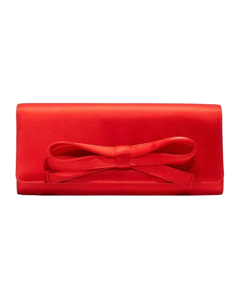 Carolina Herrera Margaret Bow-Front Satin Clutch Bag