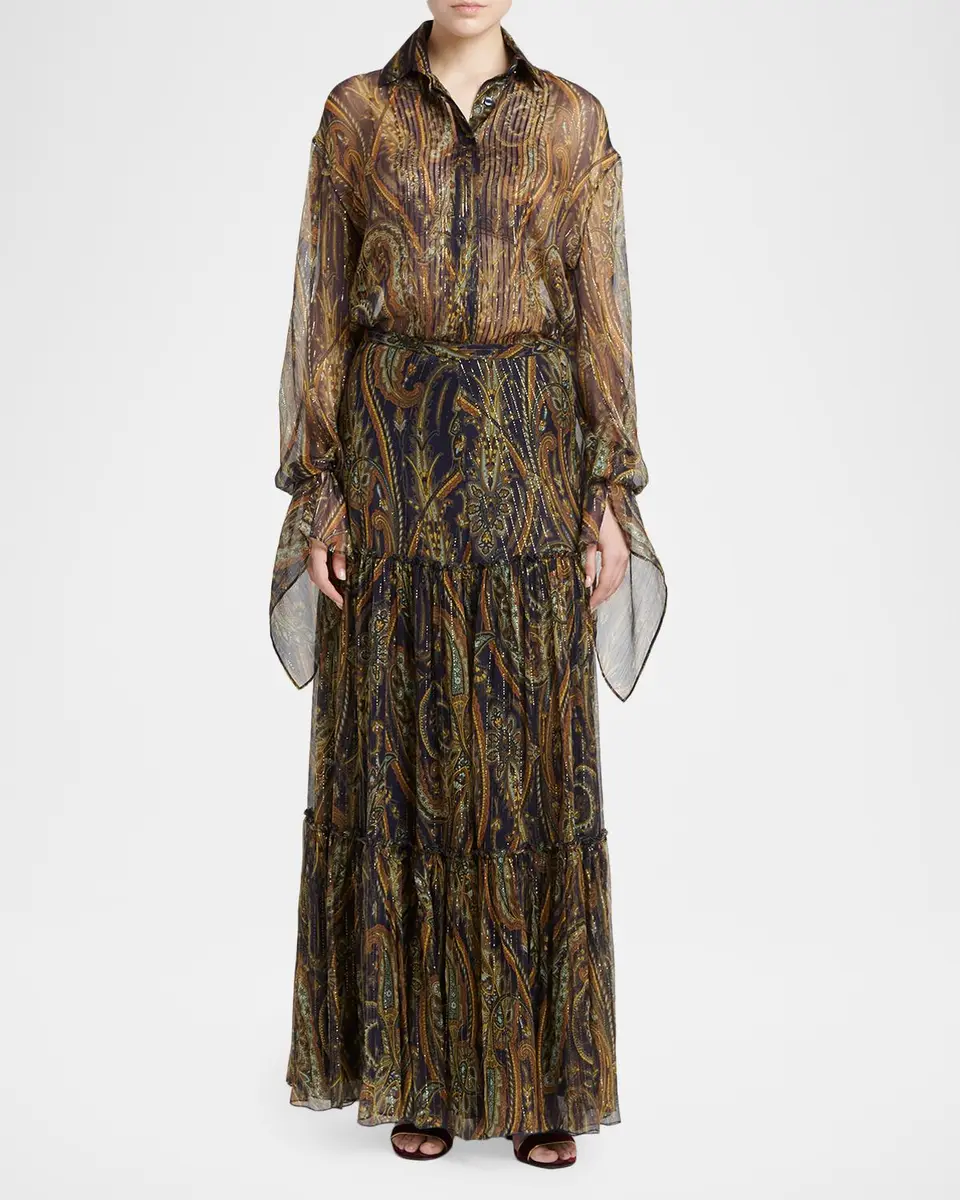 Etro Long Silk Paisley Skirt | Thumbnail 2 Etro Long Silk Paisley Skirt | Thumbnail 2