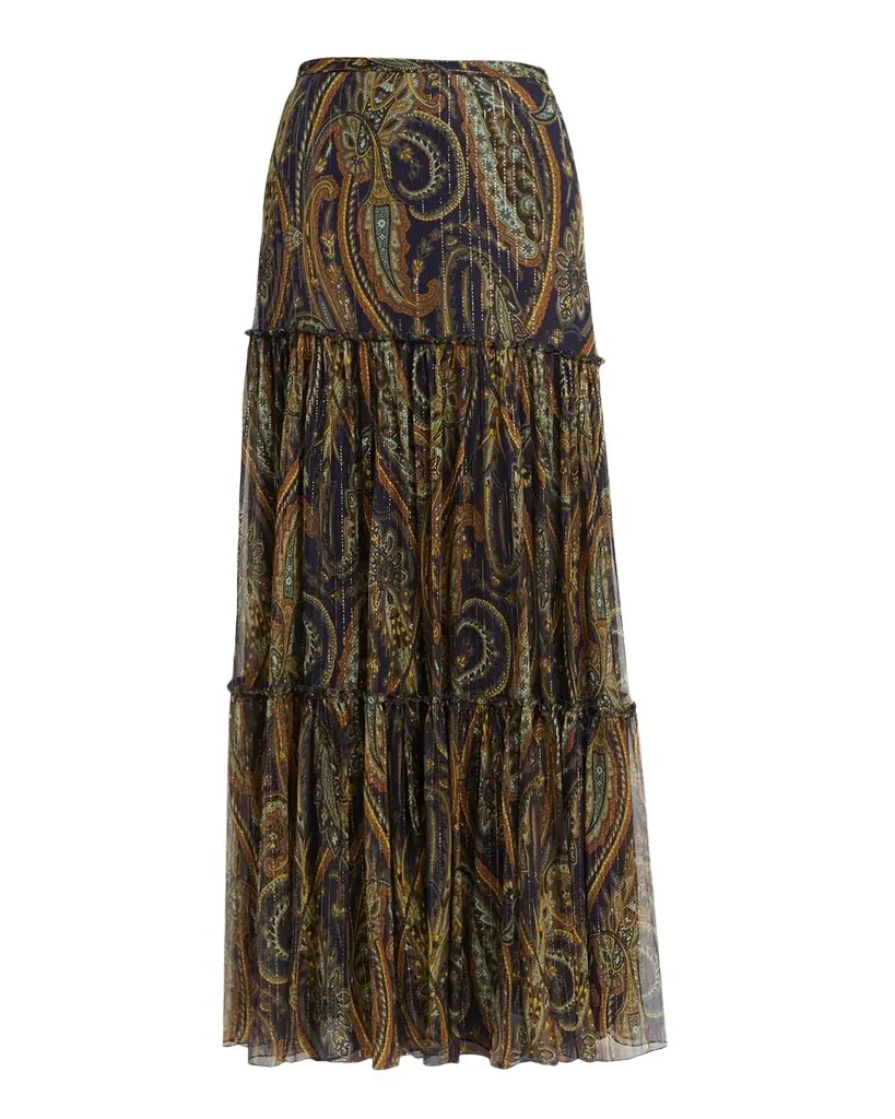 Long Silk Paisley Skirt