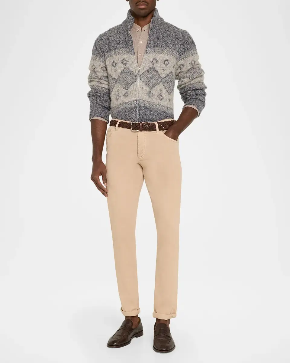 Brunello Cucinelli Men's Cashmere and Cotton Waffle-Knit Long-Sleeve Henley T-Shirt | Thumbnail 2 Brunello Cucinelli Men's Cashmere and Cotton Waffle-Knit Long-Sleeve Henley T-Shirt | Thumbnail 2