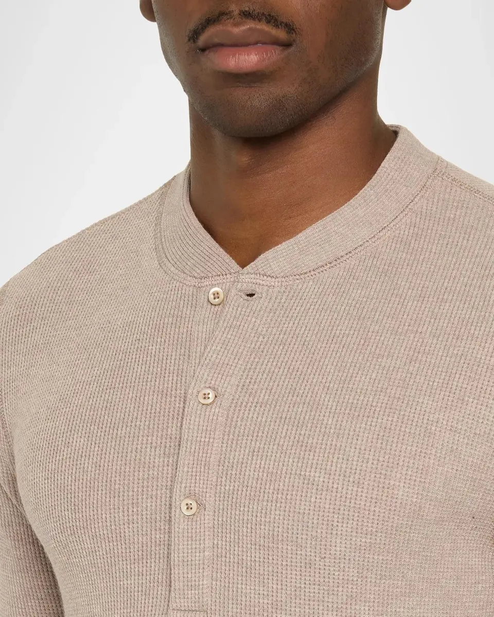 Brunello Cucinelli Men's Cashmere and Cotton Waffle-Knit Long-Sleeve Henley T-Shirt | Thumbnail 5 Brunello Cucinelli Men's Cashmere and Cotton Waffle-Knit Long-Sleeve Henley T-Shirt | Thumbnail 5