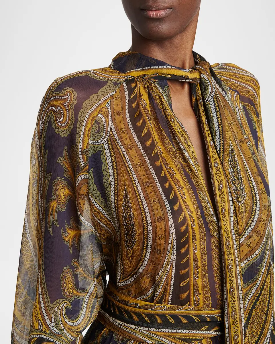 Etro Paisley Silk Neck-Scarf Long-Sleeve Ruffle Midi Dress | Thumbnail 5 Etro Paisley Silk Neck-Scarf Long-Sleeve Ruffle Midi Dress | Thumbnail 5