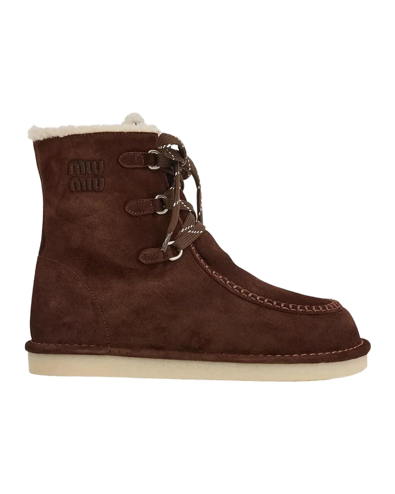 Miu Miu Suede Shearling-Lined Ankle Boots
