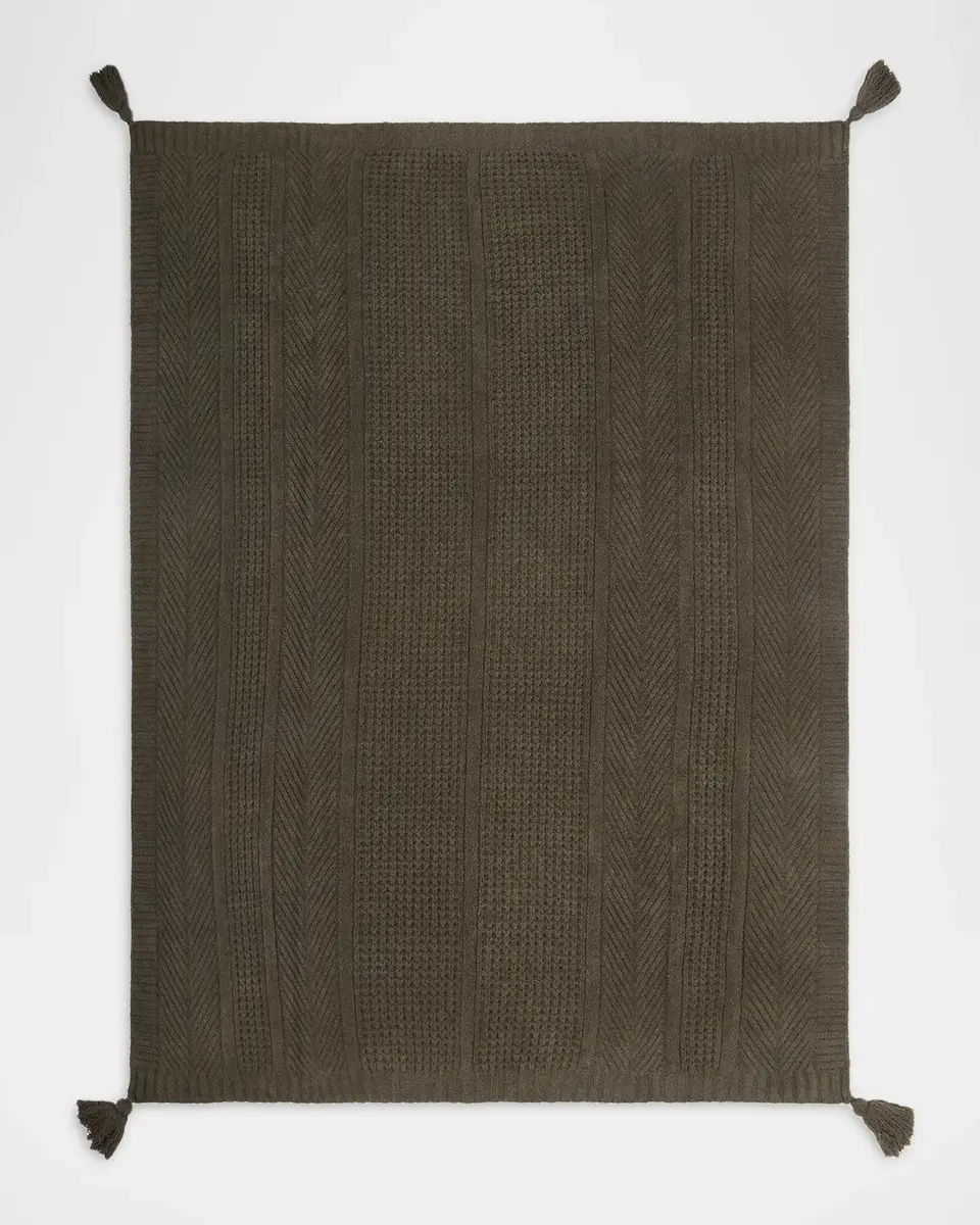 Barefoot Dreams CozyChic Holiday Waffle Cable Knit Throw, 54" x 72" | Thumbnail 2