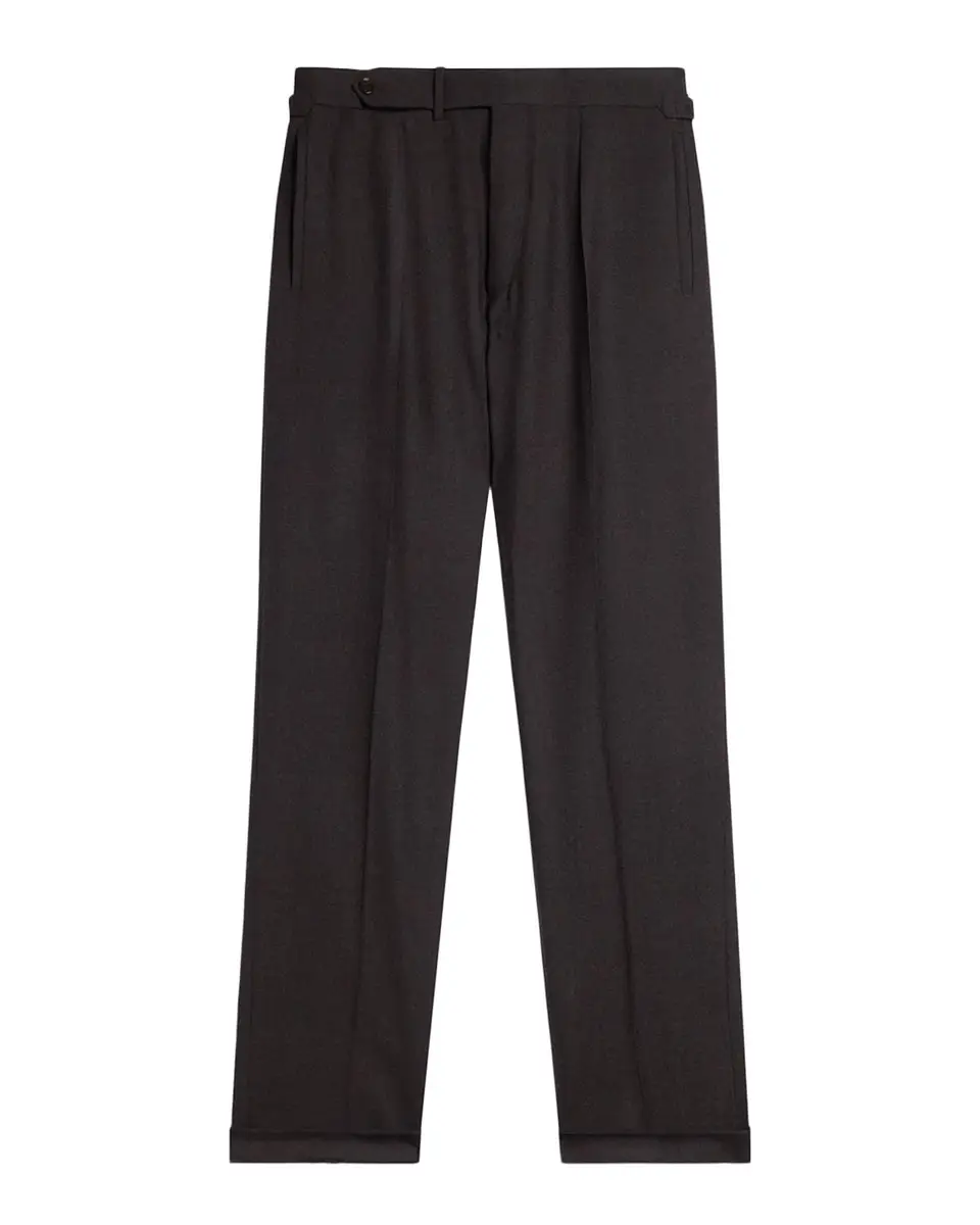 dunhill Men's Wool Flannel Single-Pleated Trousers | Thumbnail 3
