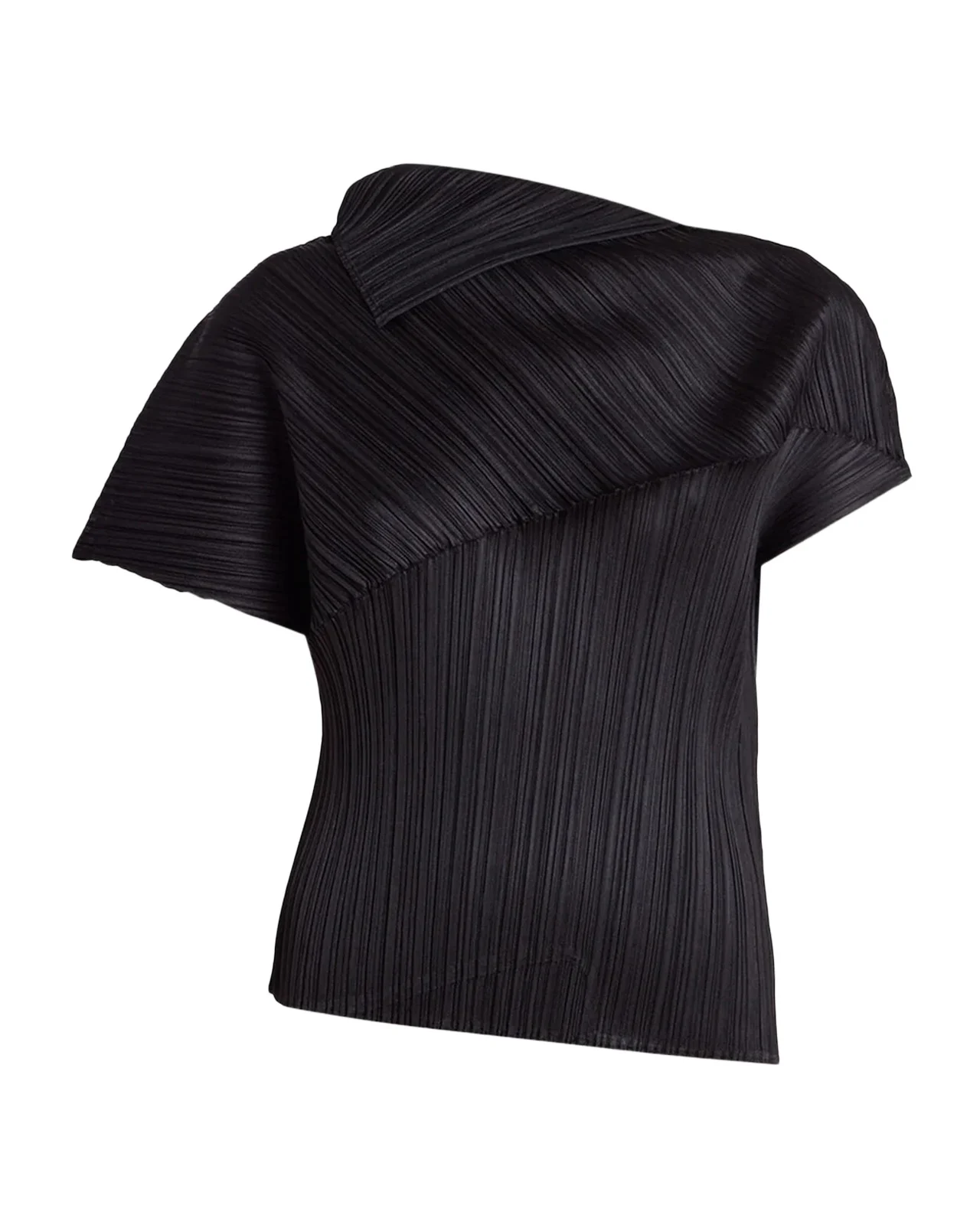 Issey Miyake Leap Pleated Sculptural Short-Sleeve Top