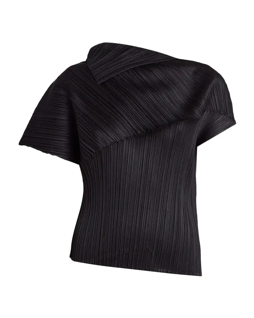 Issey Miyake Leap Pleated Sculptural Short-Sleeve Top | Thumbnail 1 Issey Miyake Leap Pleated Sculptural Short-Sleeve Top | Thumbnail 1