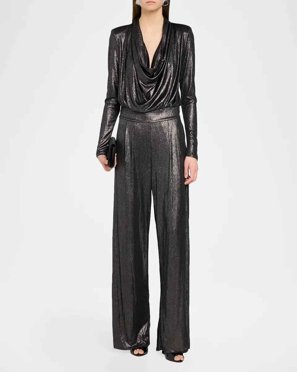 Ramy Brook Eden Draped Metallic Jumpsuit | Thumbnail 2