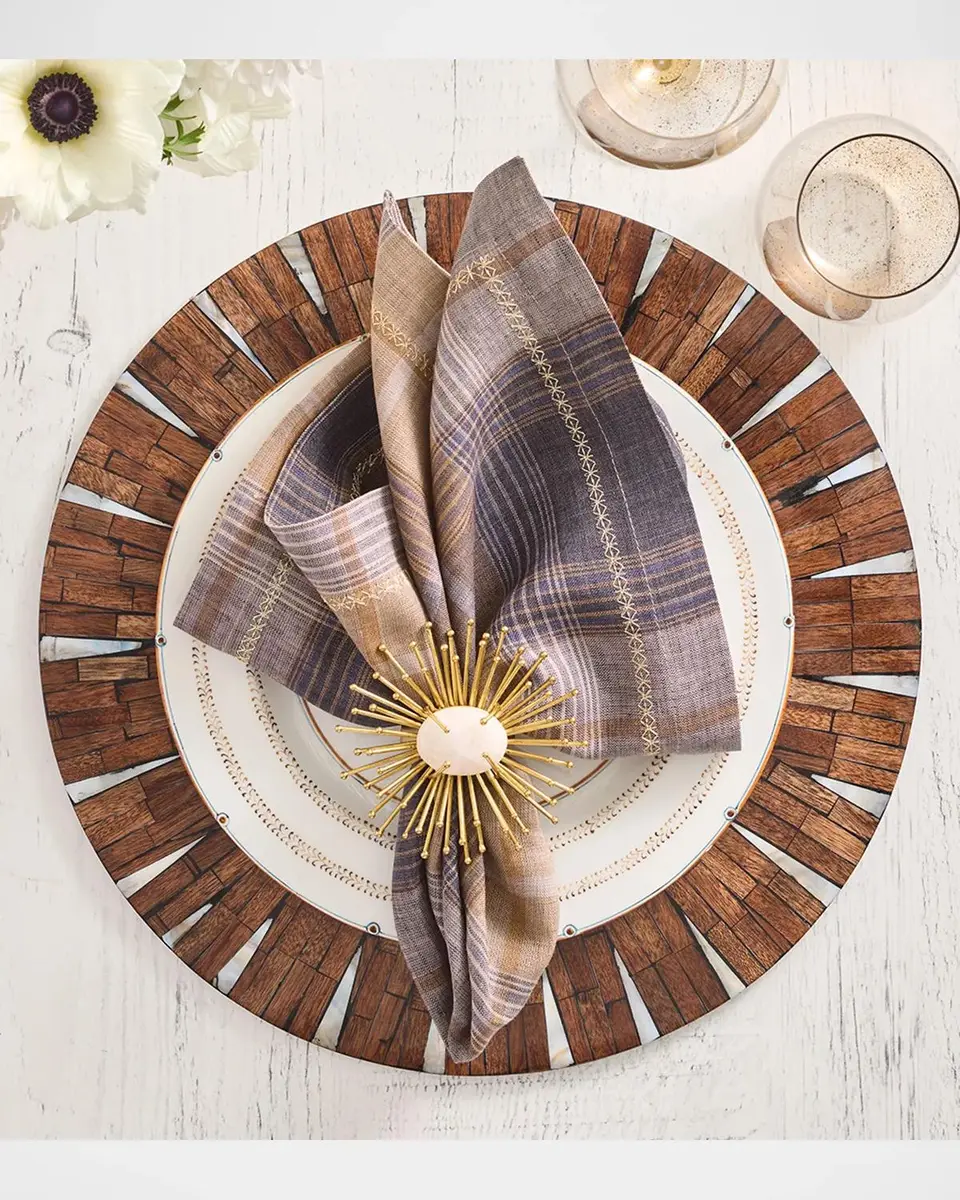 Kim Seybert Henley Embroidered Plaid Napkin | Thumbnail 3