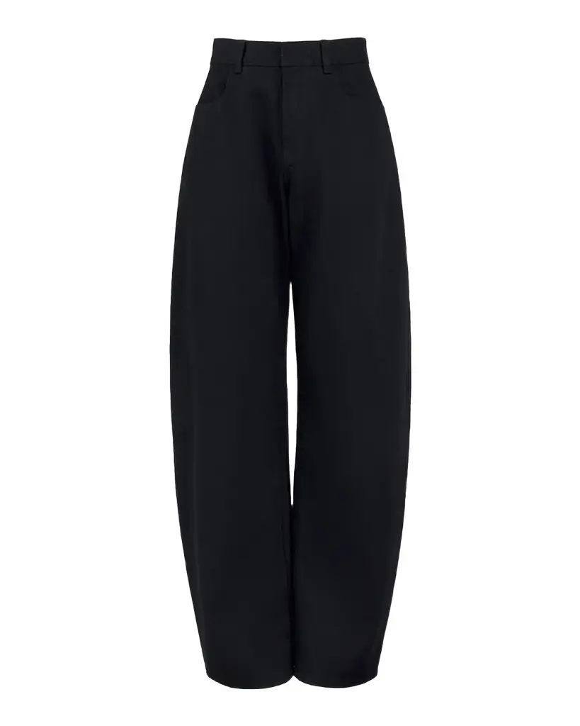 Mid-Rise Denim Round Pants