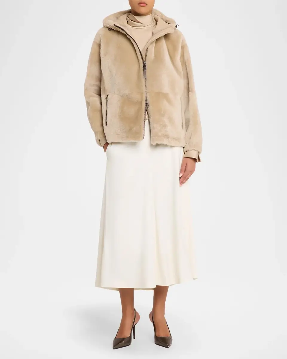 Brunello Cucinelli Fluid Silk Satin Long-Sleeve Bubble Blouse | Thumbnail 2 Brunello Cucinelli Fluid Silk Satin Long-Sleeve Bubble Blouse | Thumbnail 2