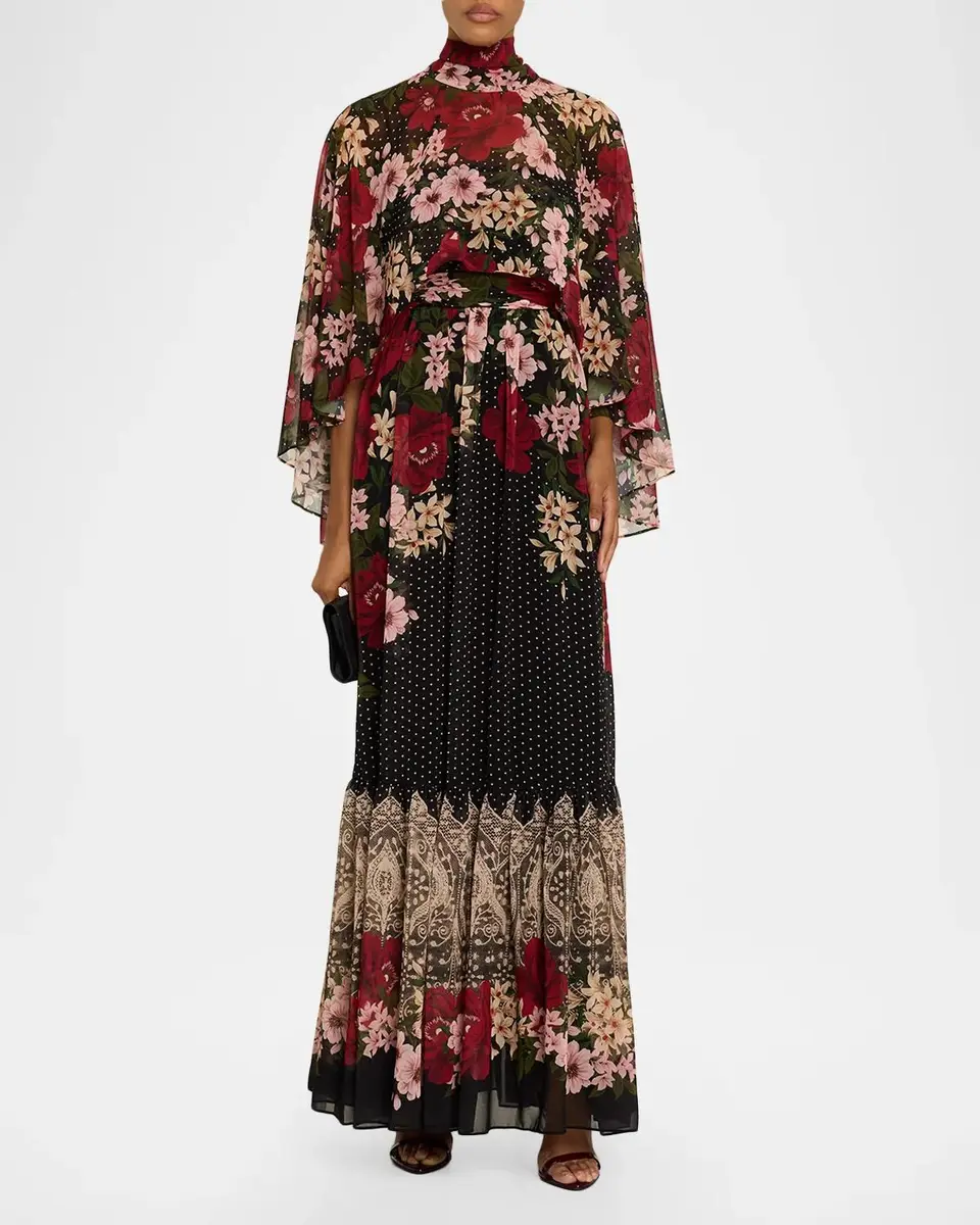 Ungaro Sybil Floral Polka Dot Draped Maxi Dress | Thumbnail 2 Ungaro Sybil Floral Polka Dot Draped Maxi Dress | Thumbnail 2