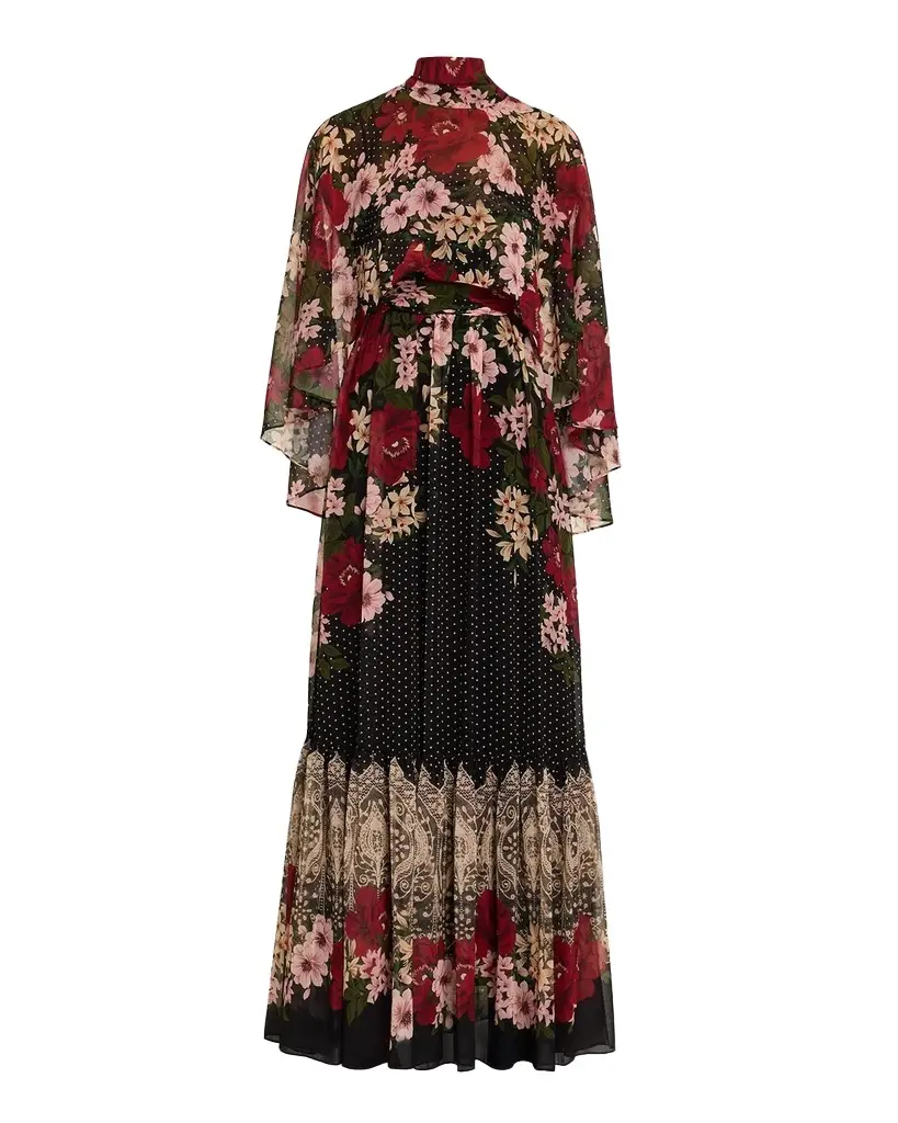 Sybil Floral Polka Dot Draped Maxi Dress Sybil Floral Polka Dot Draped Maxi Dress