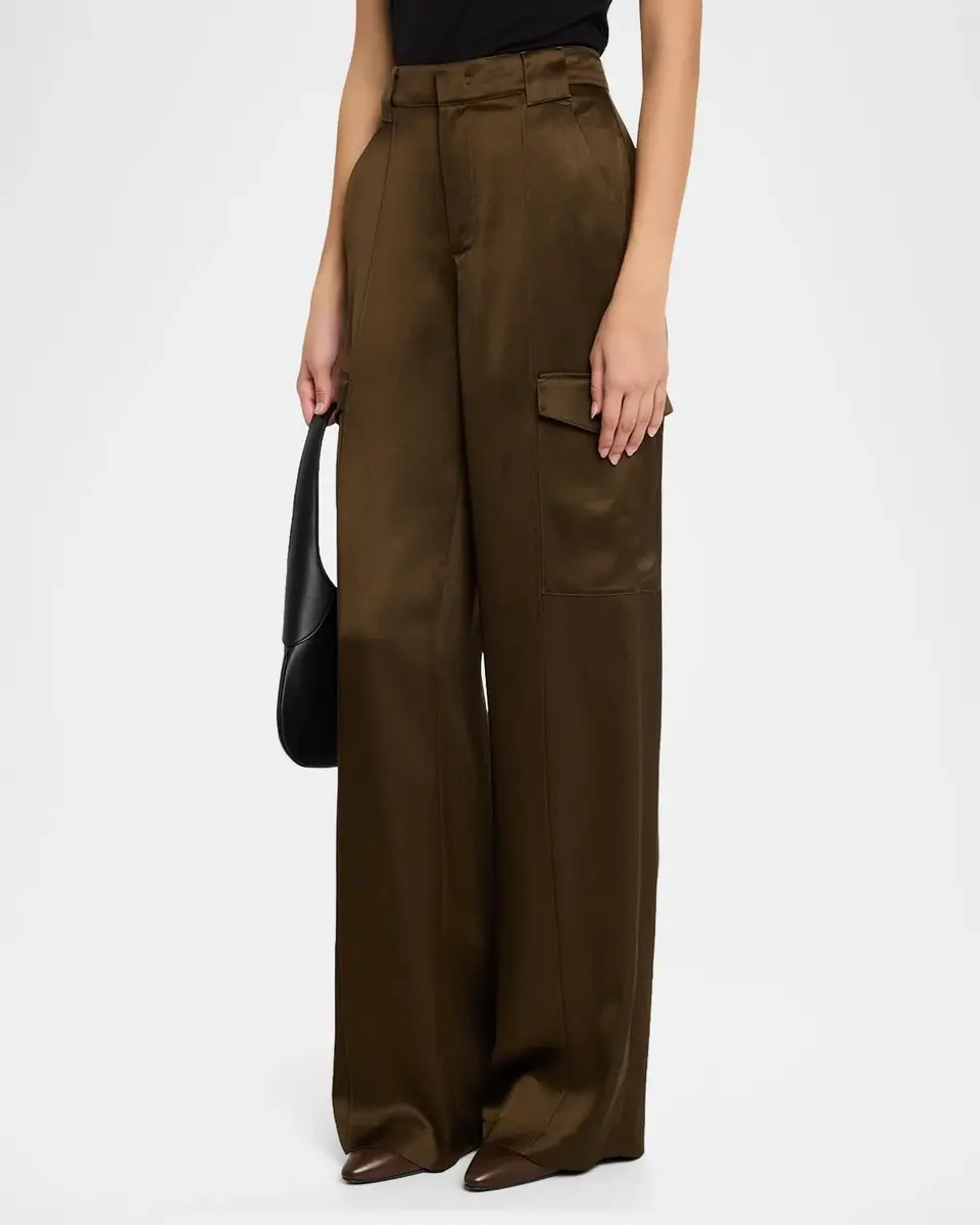 Vince Satin Utility High-Waist Trousers | Thumbnail 4 Vince Satin Utility High-Waist Trousers | Thumbnail 4