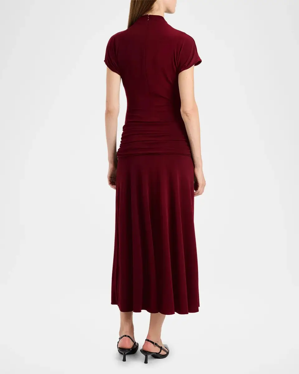 Santorelli Ruched Mock-Neck Midi Dress | Thumbnail 3