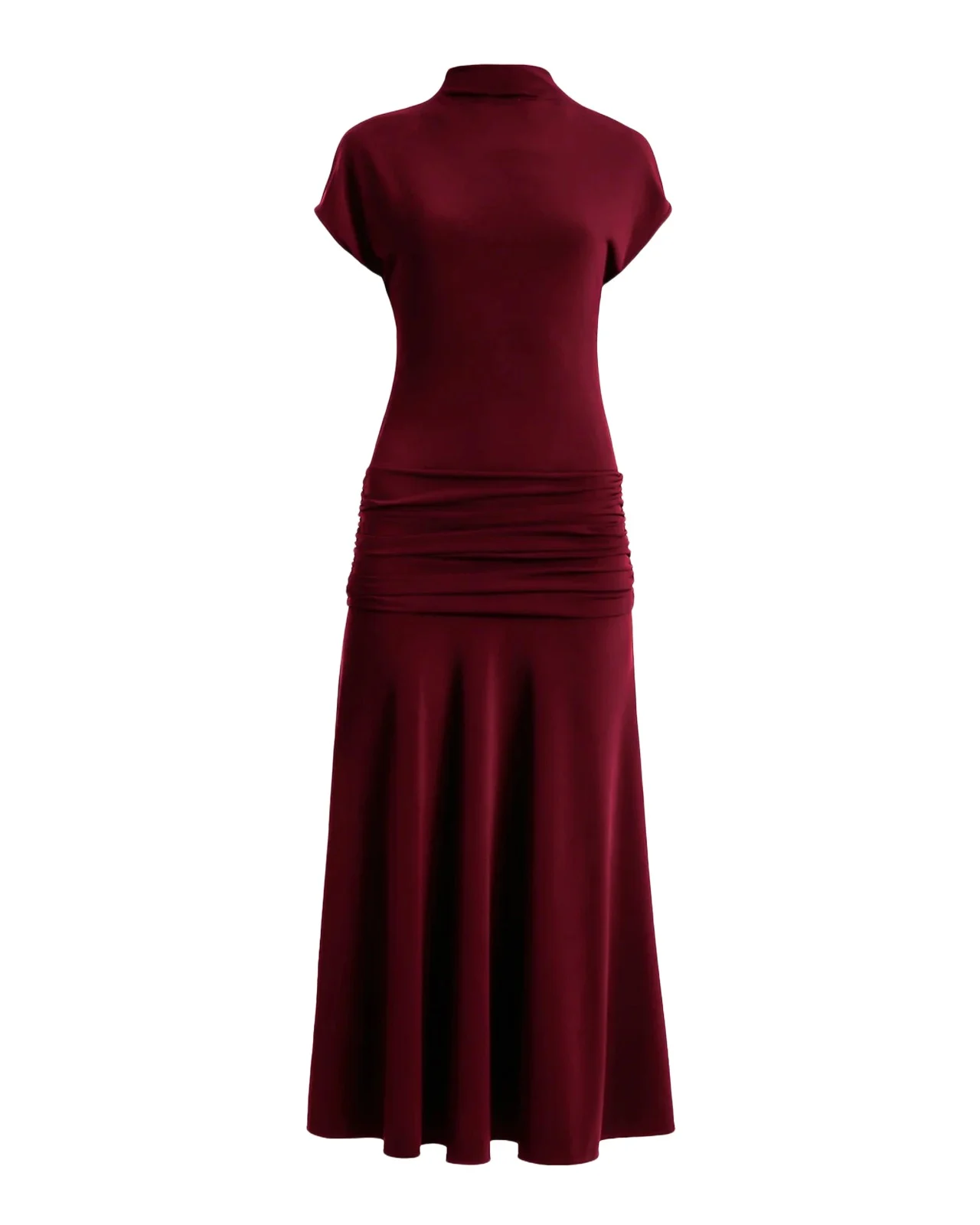 Ruched Mock-Neck Midi Dress Ruched Mock-Neck Midi Dress