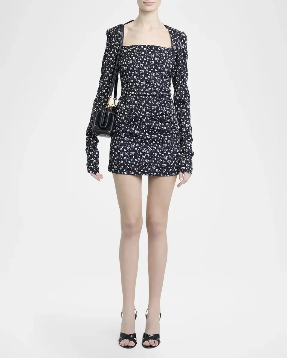 Dolce & Gabbana Floral-Print Silk Charmeuse Long-Sleeve Mini Dress | Thumbnail 2 Dolce & Gabbana Floral-Print Silk Charmeuse Long-Sleeve Mini Dress | Thumbnail 2