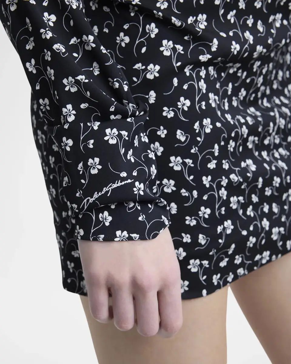 Dolce & Gabbana Floral-Print Silk Charmeuse Long-Sleeve Mini Dress | Thumbnail 5 Dolce & Gabbana Floral-Print Silk Charmeuse Long-Sleeve Mini Dress | Thumbnail 5