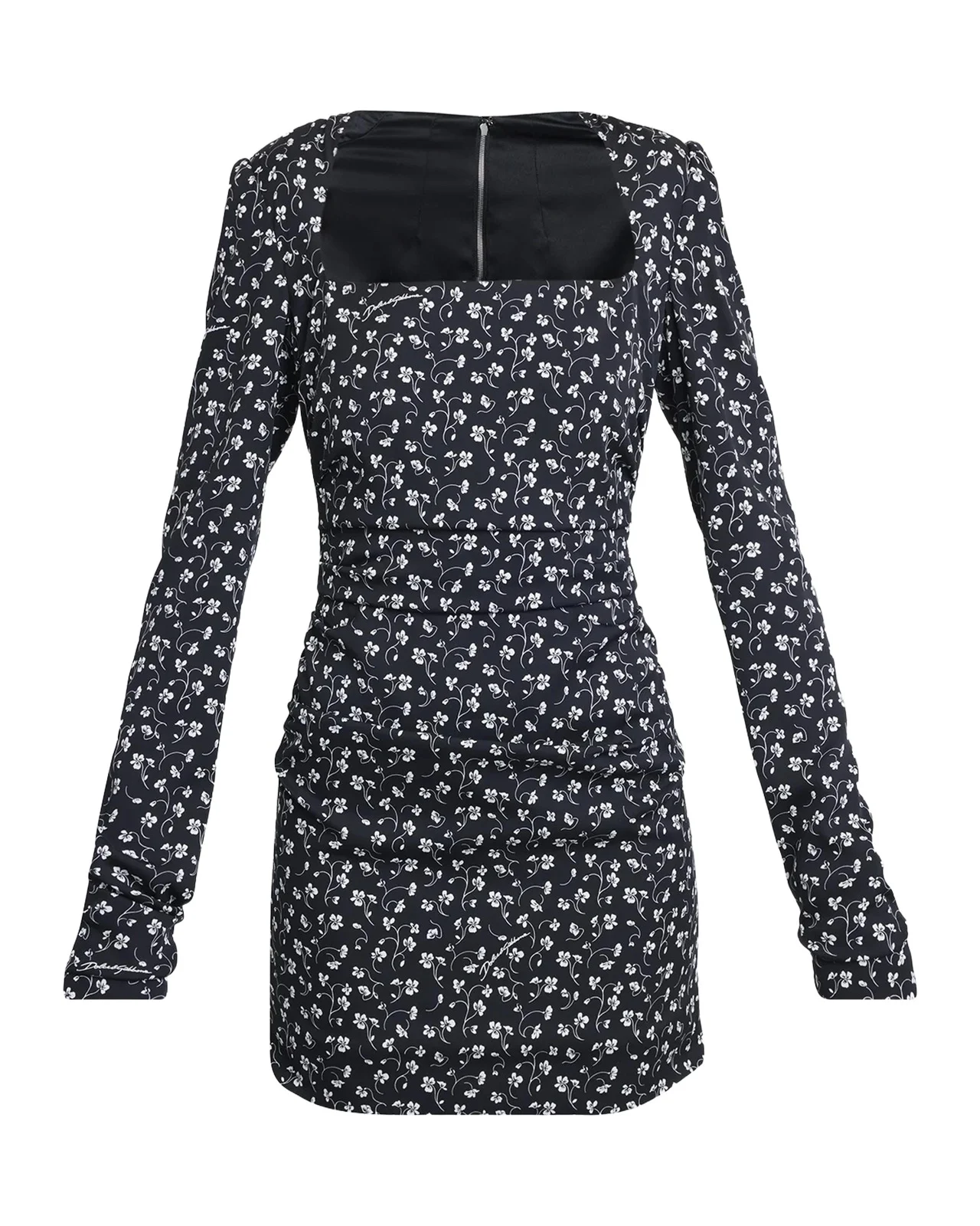 Dolce & Gabbana Floral-Print Silk Charmeuse Long-Sleeve Mini Dress