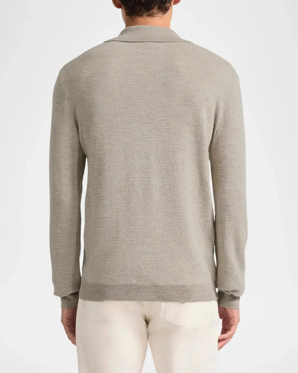 Frescobol Carioca Men's Wool Knit Johnny-Collar Polo Sweater | Thumbnail 3 Frescobol Carioca Men's Wool Knit Johnny-Collar Polo Sweater | Thumbnail 3