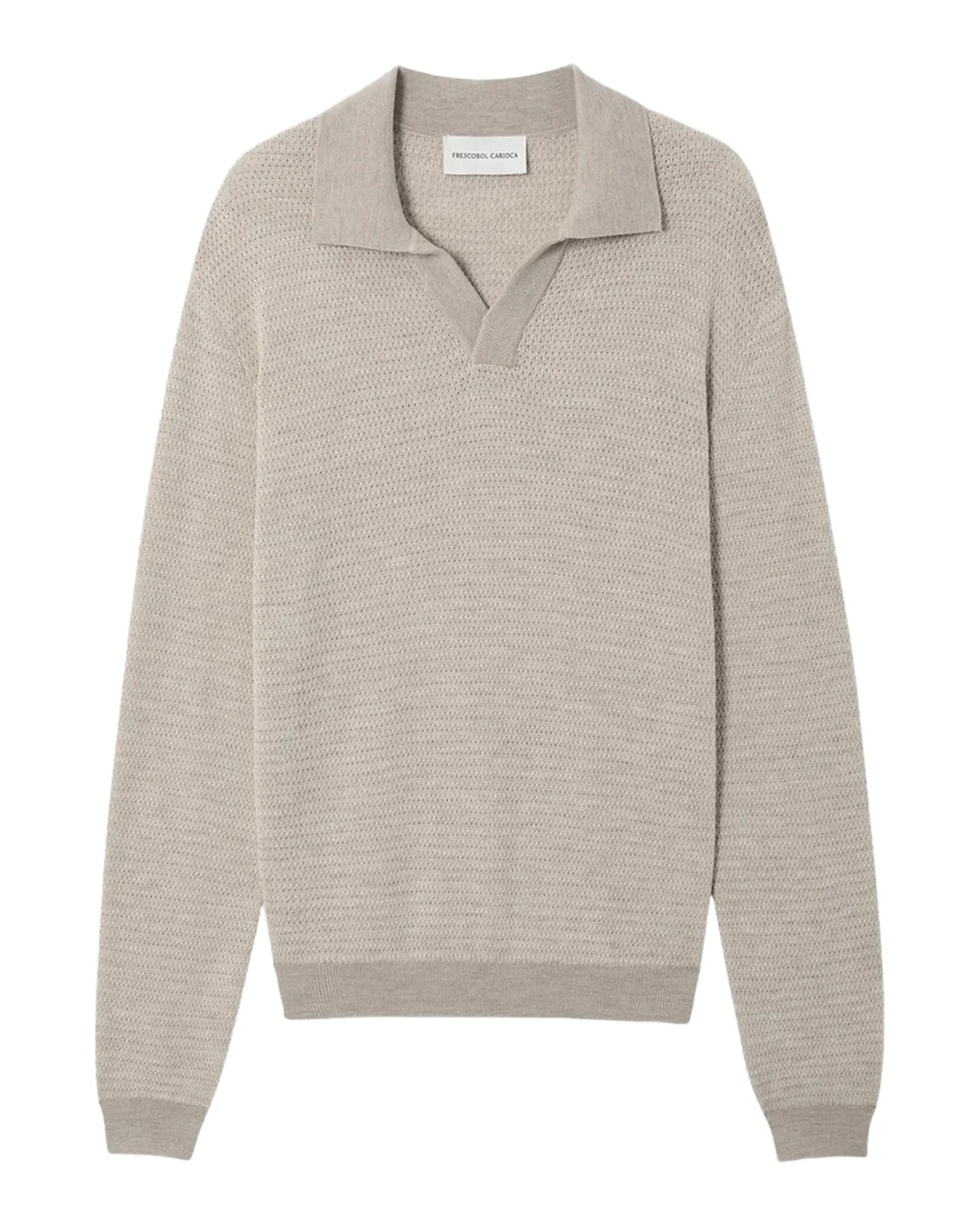 Frescobol Carioca Men's Wool Knit Johnny-Collar Polo Sweater