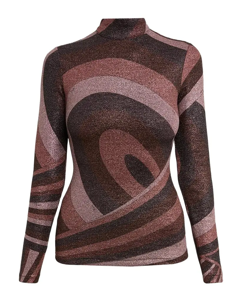 Mock Turtleneck Printed Top Mock Turtleneck Printed Top