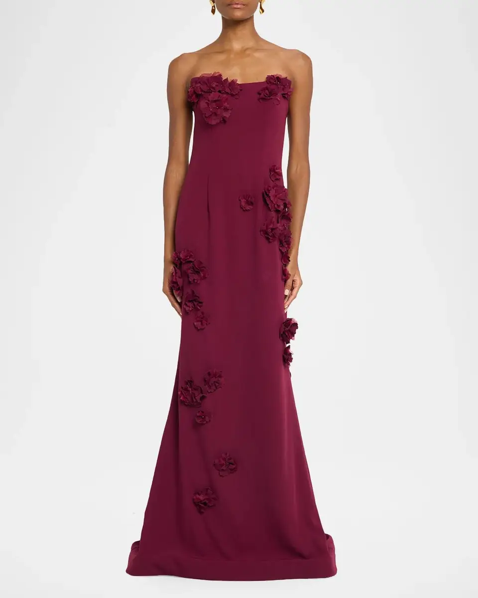 Rene Ruiz Collection Strapless Floral Applique Trumpet Gown | Thumbnail 2 Rene Ruiz Collection Strapless Floral Applique Trumpet Gown | Thumbnail 2