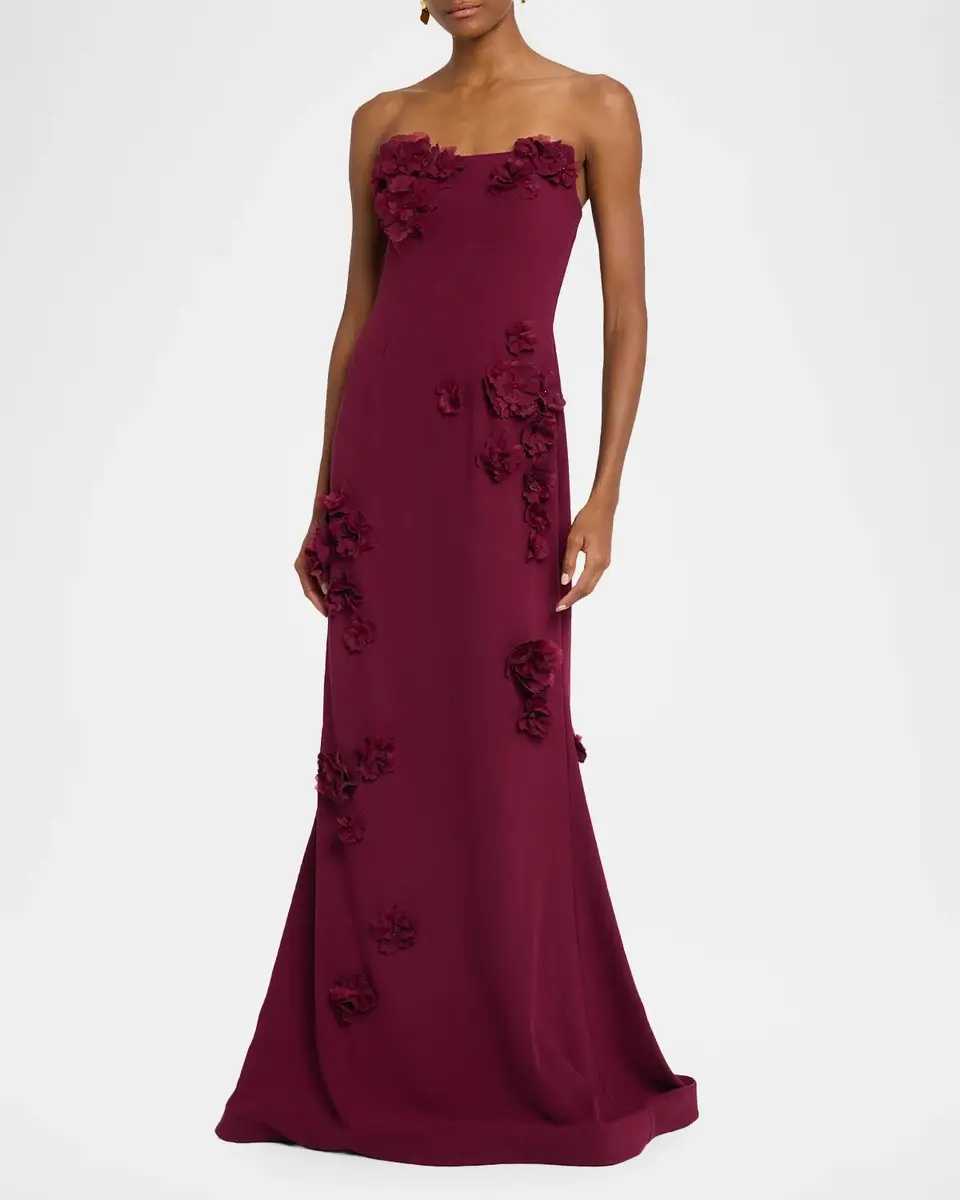 Rene Ruiz Collection Strapless Floral Applique Trumpet Gown | Thumbnail 4 Rene Ruiz Collection Strapless Floral Applique Trumpet Gown | Thumbnail 4