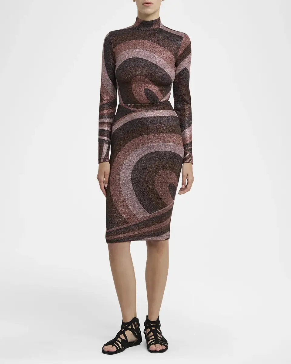 PUCCI Metallic Jersey Knee-Length Skirt | Thumbnail 2