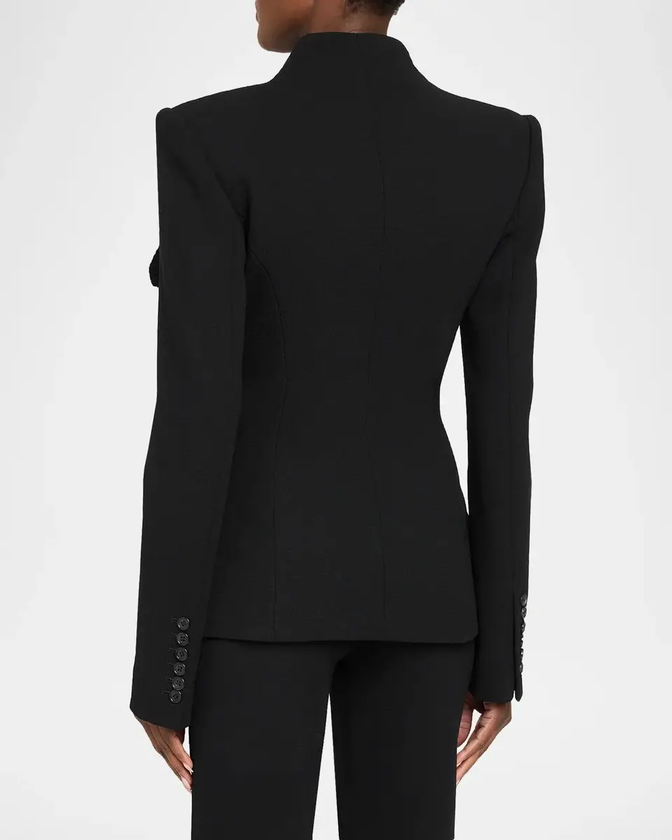 Sergio Hudson Collarless Slim Tailored Wool-Blend Jacket | Thumbnail 3 Sergio Hudson Collarless Slim Tailored Wool-Blend Jacket | Thumbnail 3