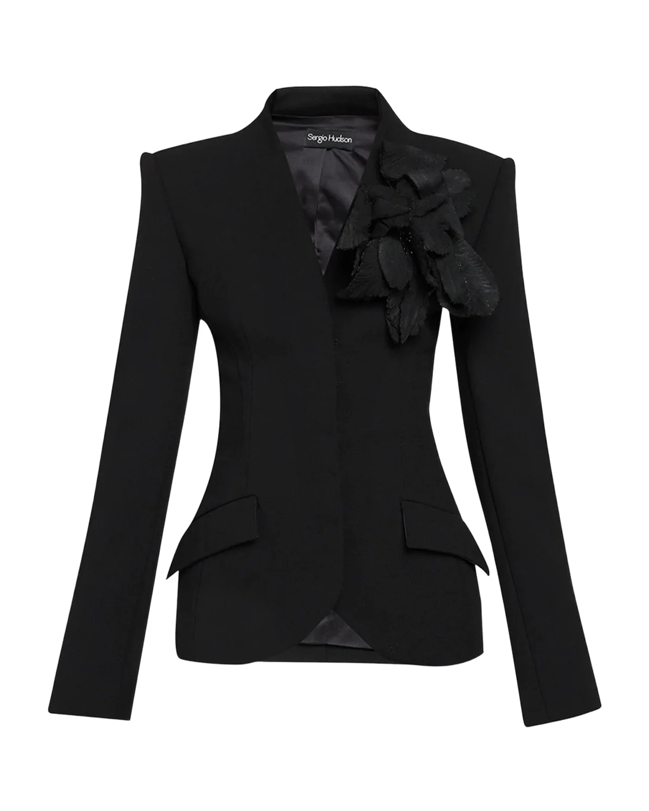 Collarless Slim Tailored Wool-Blend Jacket