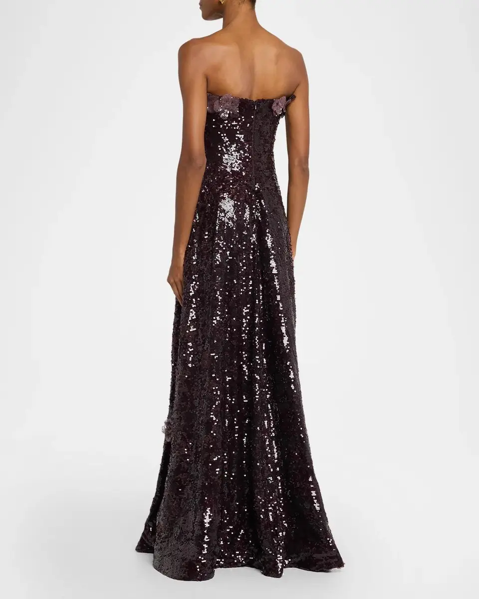 Rene Ruiz Collection Strapless Floral Applique Sequin Gown | Thumbnail 3