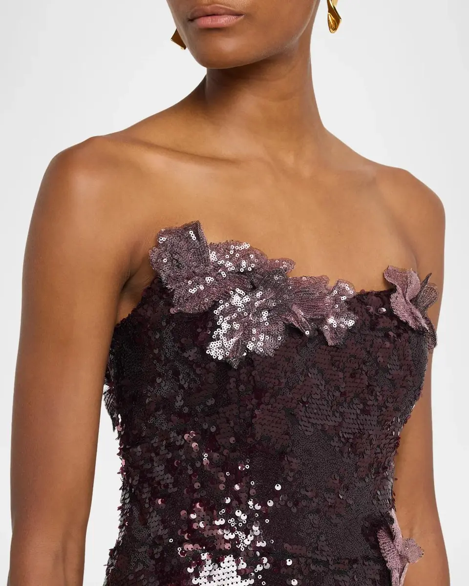 Rene Ruiz Collection Strapless Floral Applique Sequin Gown | Thumbnail 5