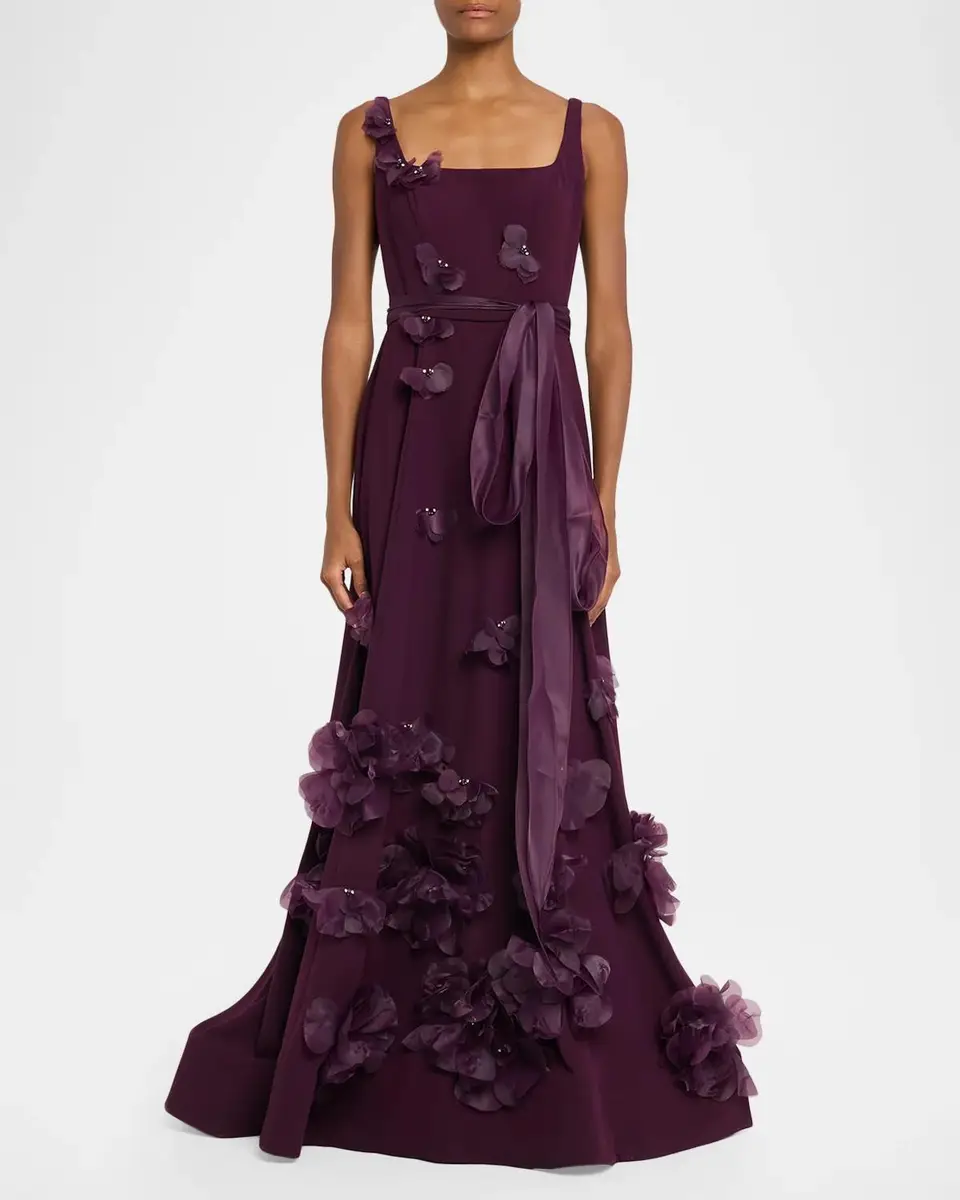 Rene Ruiz Collection Square-Neck Floral Applique Gown | Thumbnail 2