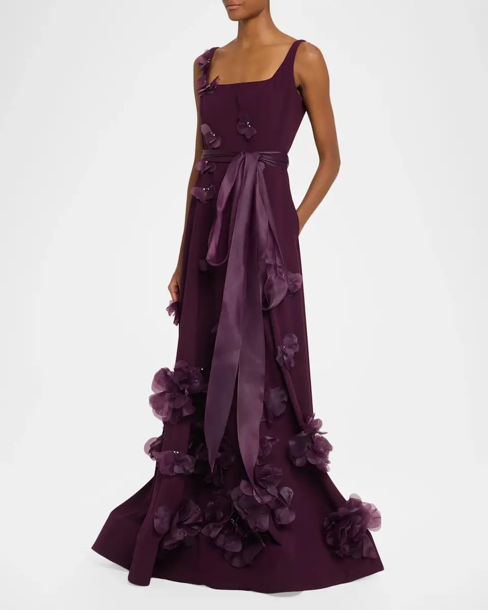 Rene Ruiz Collection Square-Neck Floral Applique Gown | Thumbnail 4