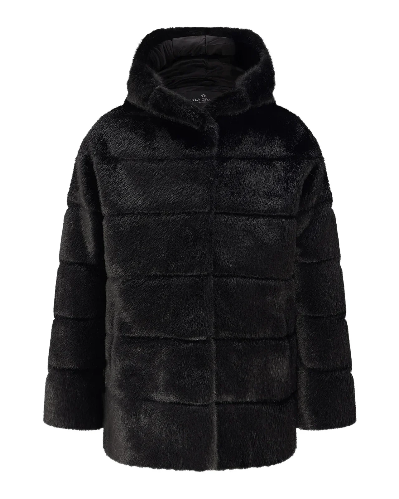 Horizontal Faux-Fur Hooded Jacket Horizontal Faux-Fur Hooded Jacket