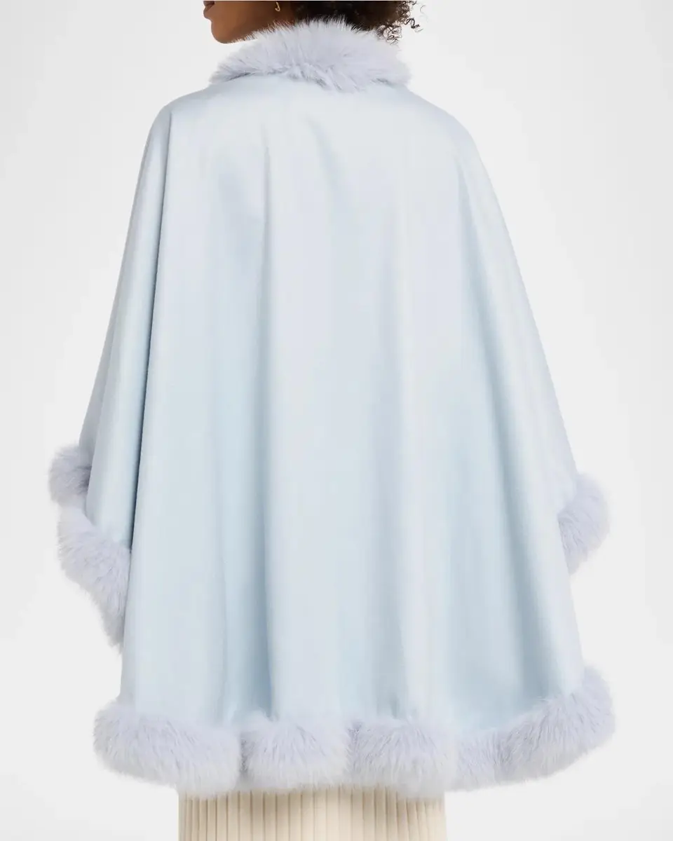 Sofia Cashmere Cashmere Cape With Faux Fur Trim | Thumbnail 3 Sofia Cashmere Cashmere Cape With Faux Fur Trim | Thumbnail 3