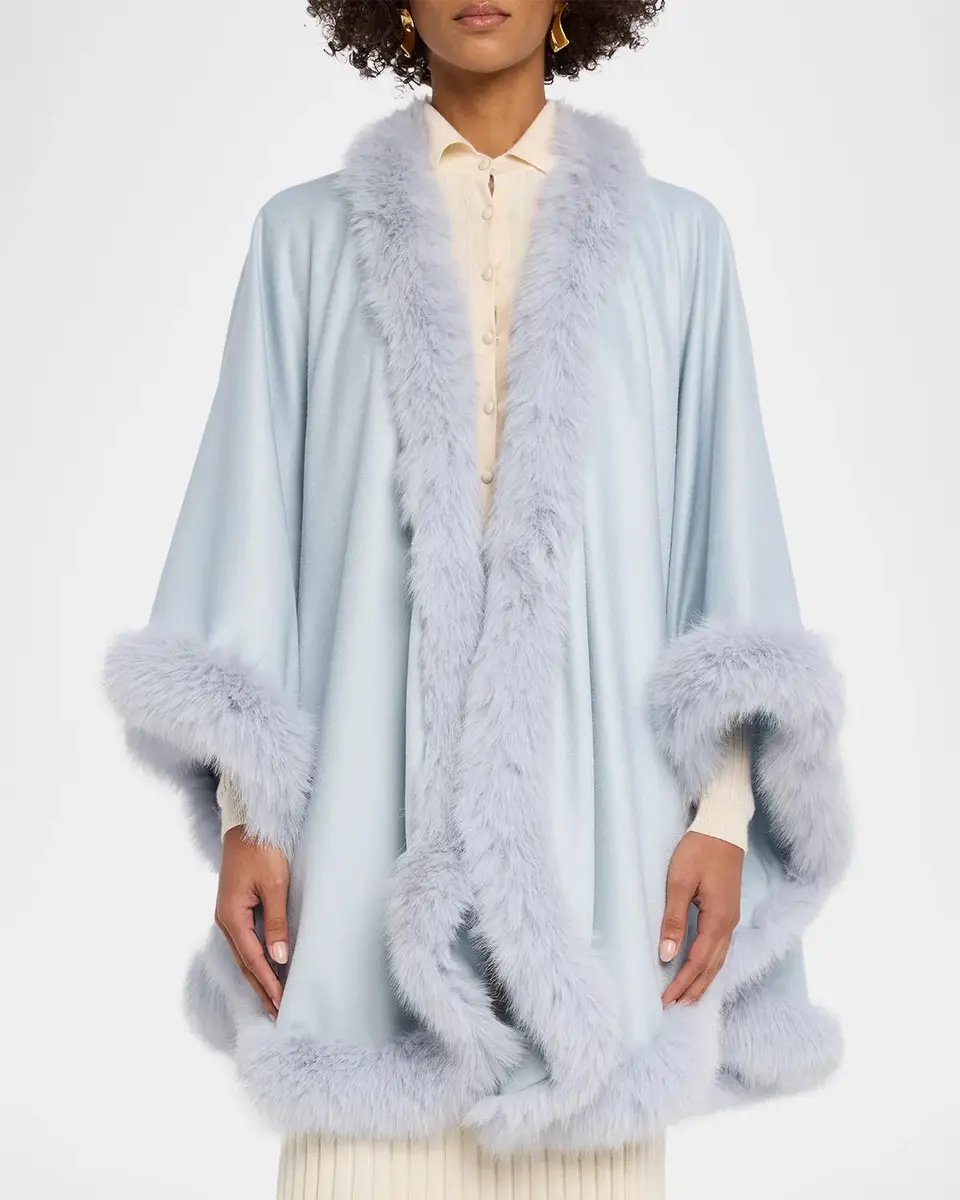 Sofia Cashmere Cashmere Cape With Faux Fur Trim | Thumbnail 4 Sofia Cashmere Cashmere Cape With Faux Fur Trim | Thumbnail 4