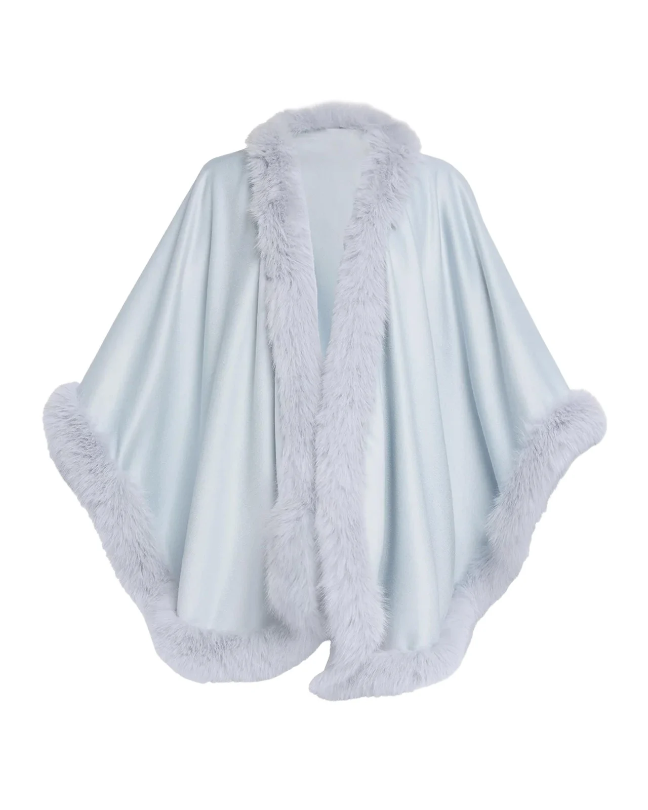 Sofia Cashmere Cashmere Cape With Faux Fur Trim