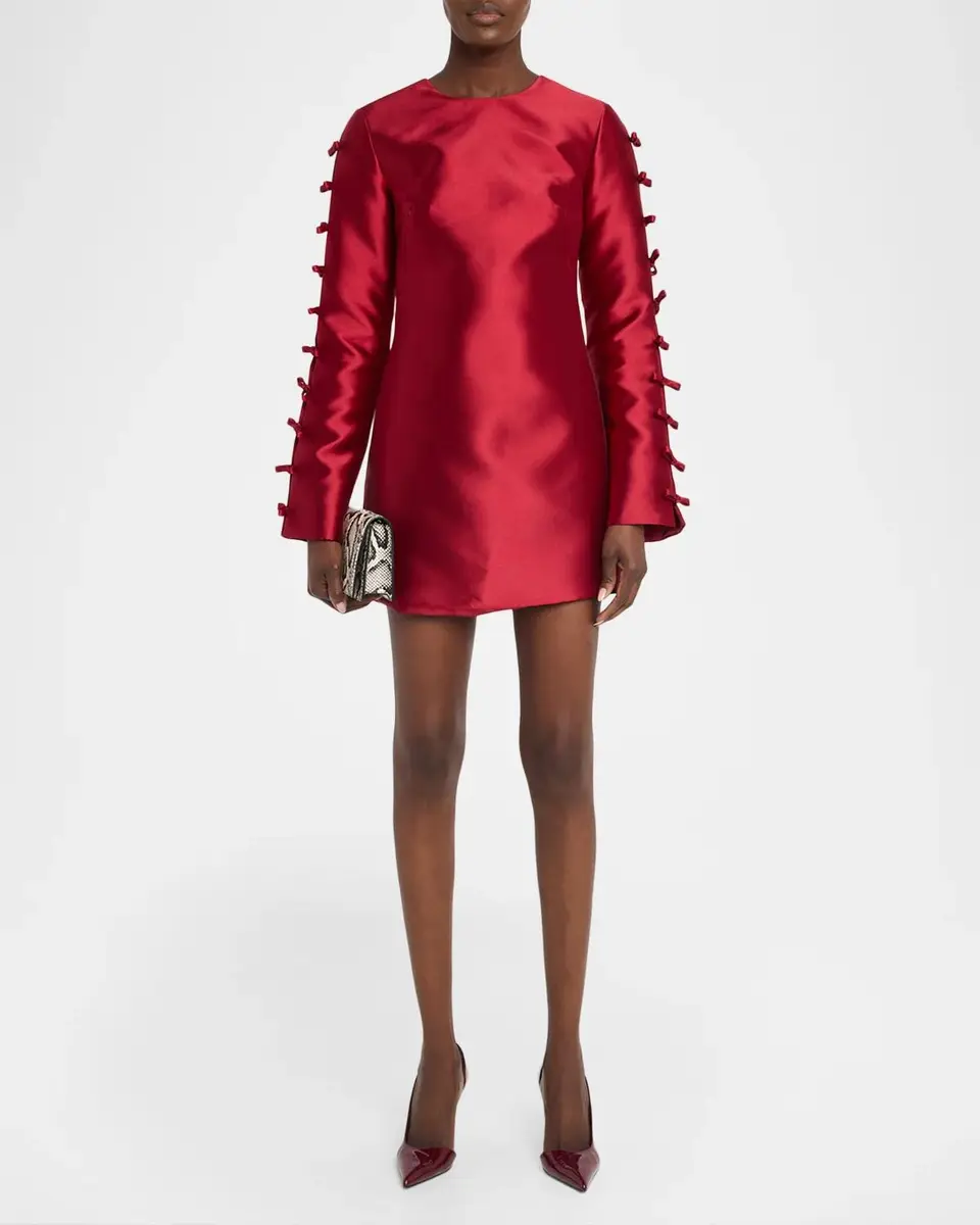 Simkhai Fiora Bow Satin A-Line Mini Dress | Thumbnail 2 Simkhai Fiora Bow Satin A-Line Mini Dress | Thumbnail 2