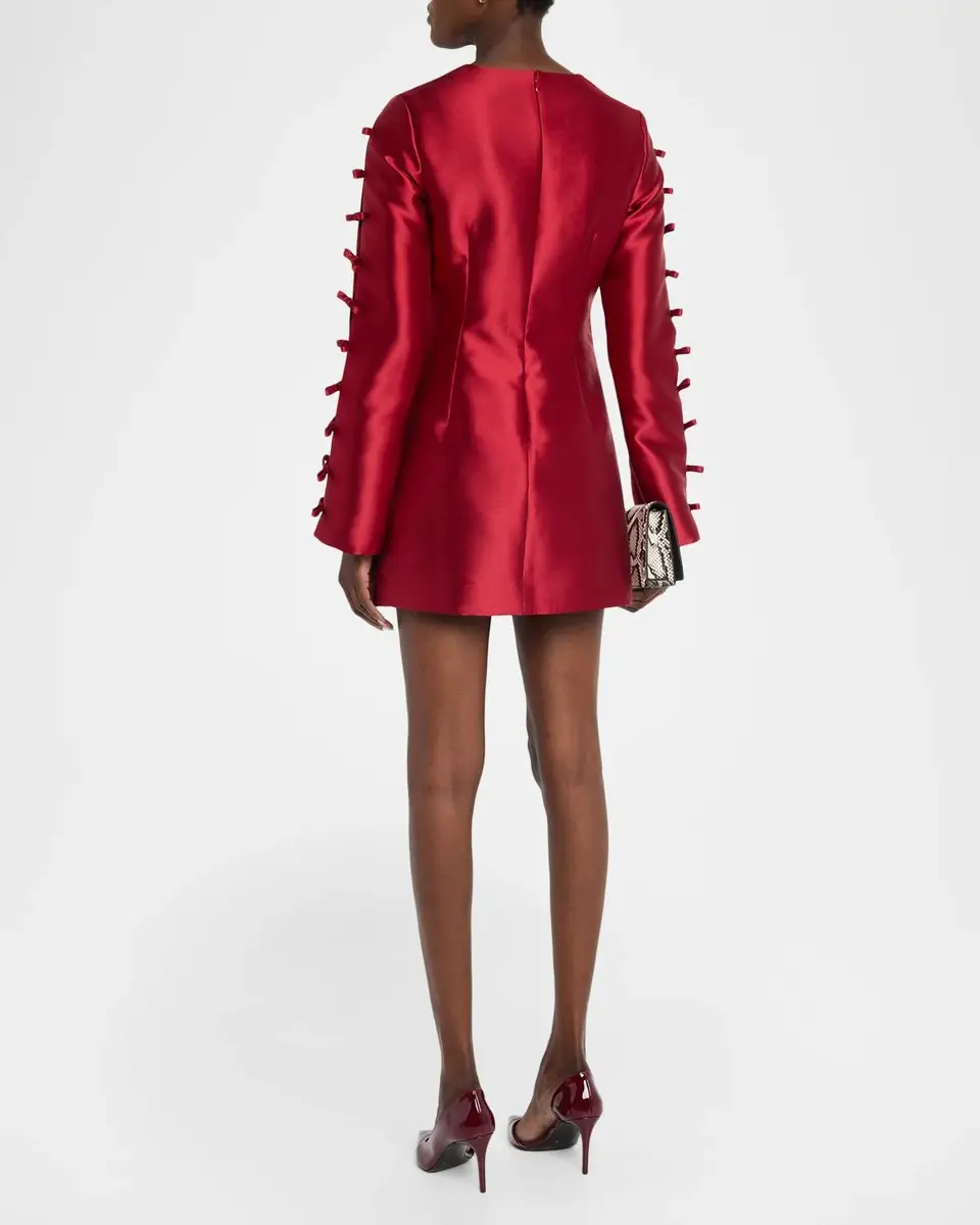 Simkhai Fiora Bow Satin A-Line Mini Dress | Thumbnail 3 Simkhai Fiora Bow Satin A-Line Mini Dress | Thumbnail 3